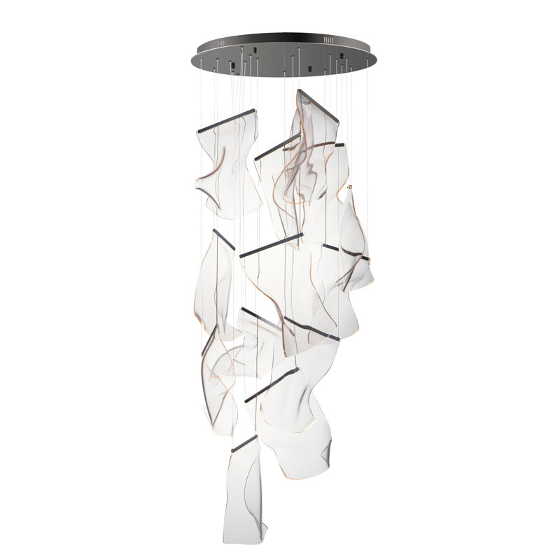24 - Light LED Cluster Pendant, Brushed Gunmetal, 14, 35