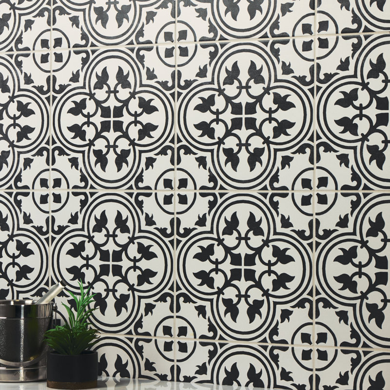 Daltile Memoir 12 x 12 Floor Tile (17 PCS Per Carton) (16.49 SQFT Per Carton), Petal Black