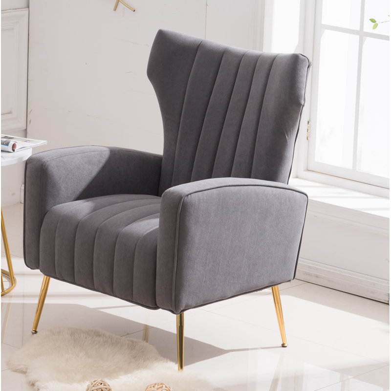 Fauteuil à oreilles Floreal de 27,5 po de large Floreal, Gris