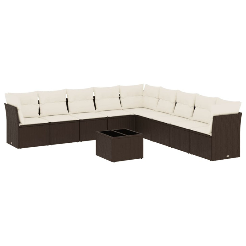 Grand canapé modulaire en rotin PE Vidaxl, Brun