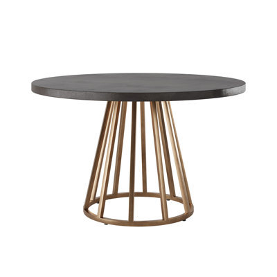 Aleata Oak Round Metal Base Dining Table