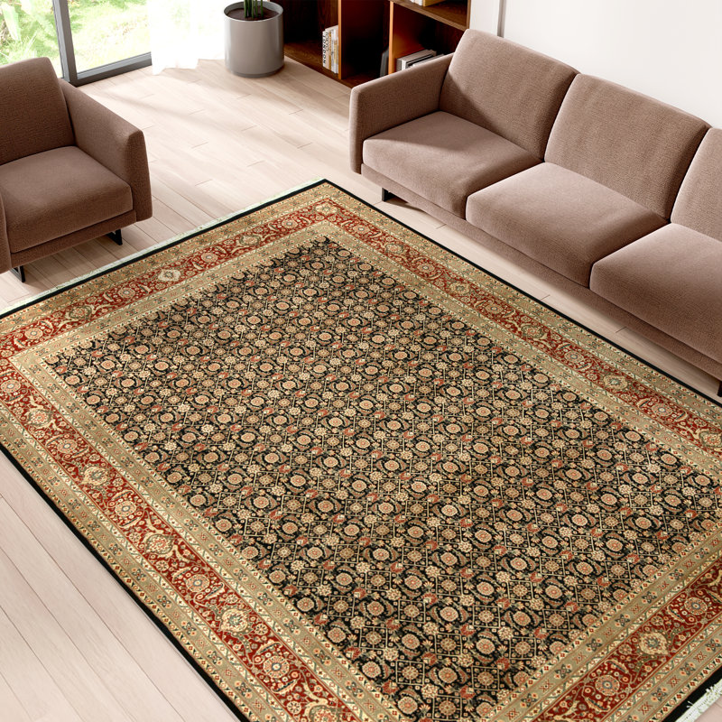 Tapis noir et vin noué à la main de haute qualité