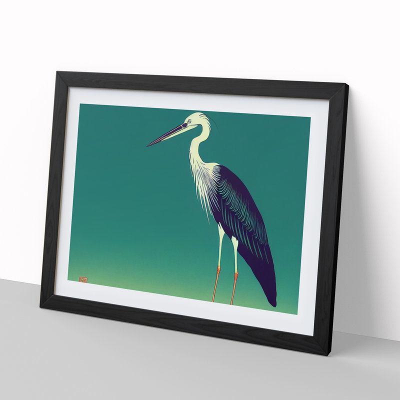 Imaginative Heron Bird - Single Picture Frame Print, Black, 25cm H x 34cm W x 2cm D