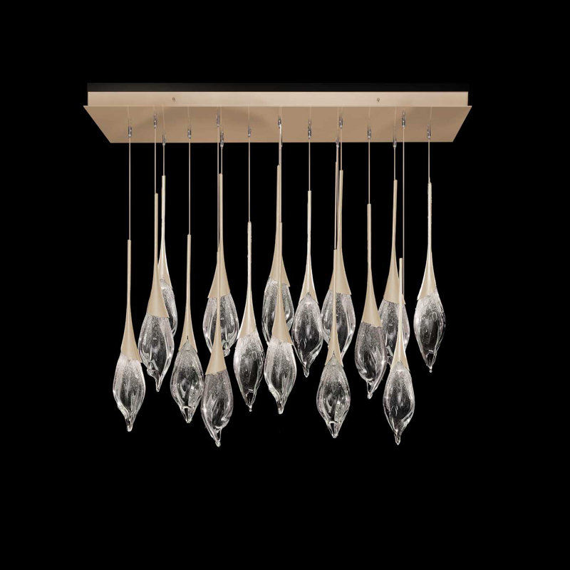 Mayu 54"W Rectangular Low Pendant, Champagne