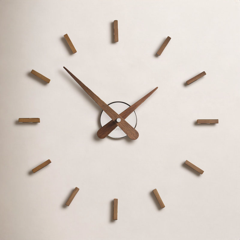 Sunset Solid Wood, Metal Analog Wall Clock, Brown