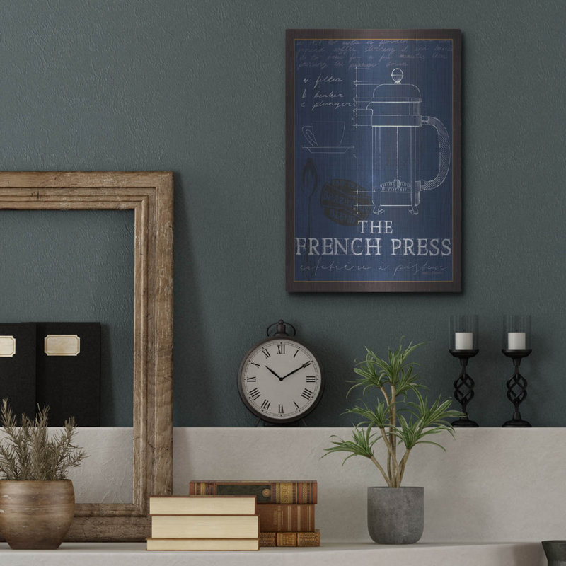 Art mural en métal Williston Forge «Coffee Blueprint 1 1ndigo» par Marco Fabiano, H 16 po x l 12 po