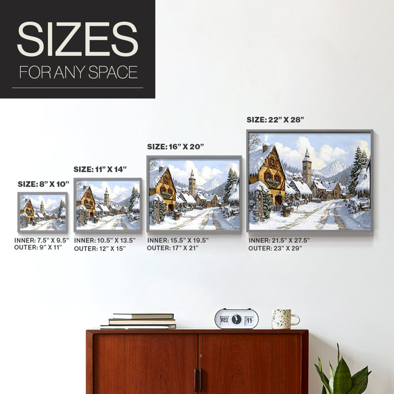 Art de Noël - CCXCVI - Reproduction encadrée - Restickable, Gris, H 16 po x l 20 po