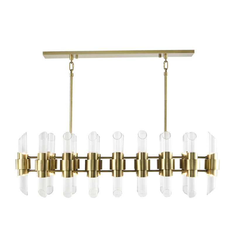 Lustre 32 lumières pilier, Doré