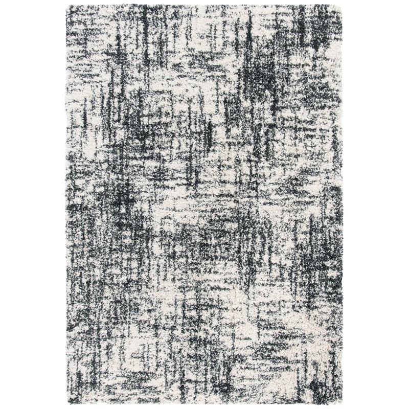 Tapis abstrait ivoire / gris Olana, Rectangle 8 pi x 10 pi