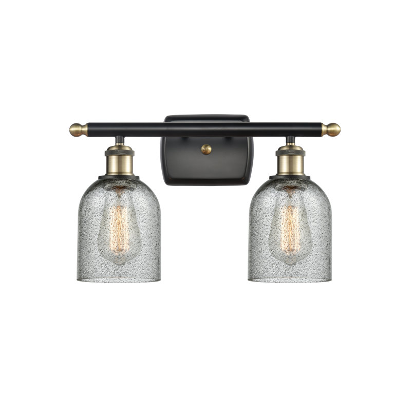 Vella 2 - Light Dimmable Vanity Light, 60 Watt Vintage Incandescent Bulb, Charcoal, Black Antique Brass