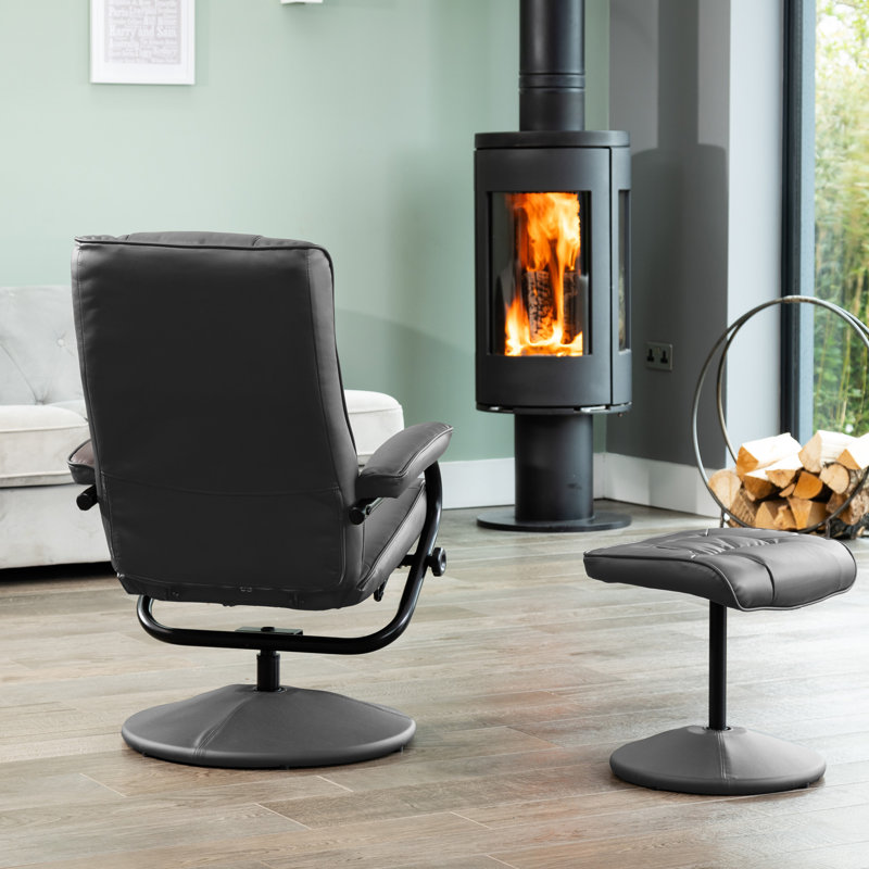 Oundle Swivel Based Based Recliner and Footstool - Cream, Grey