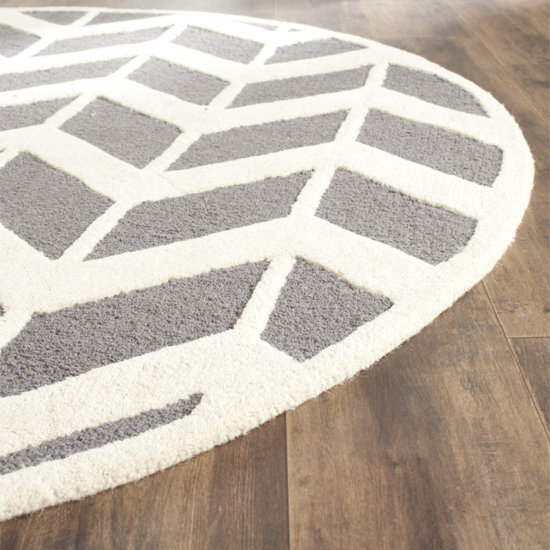 Ellicott Hand Tufted Wool Chevron Rug, Round 6'