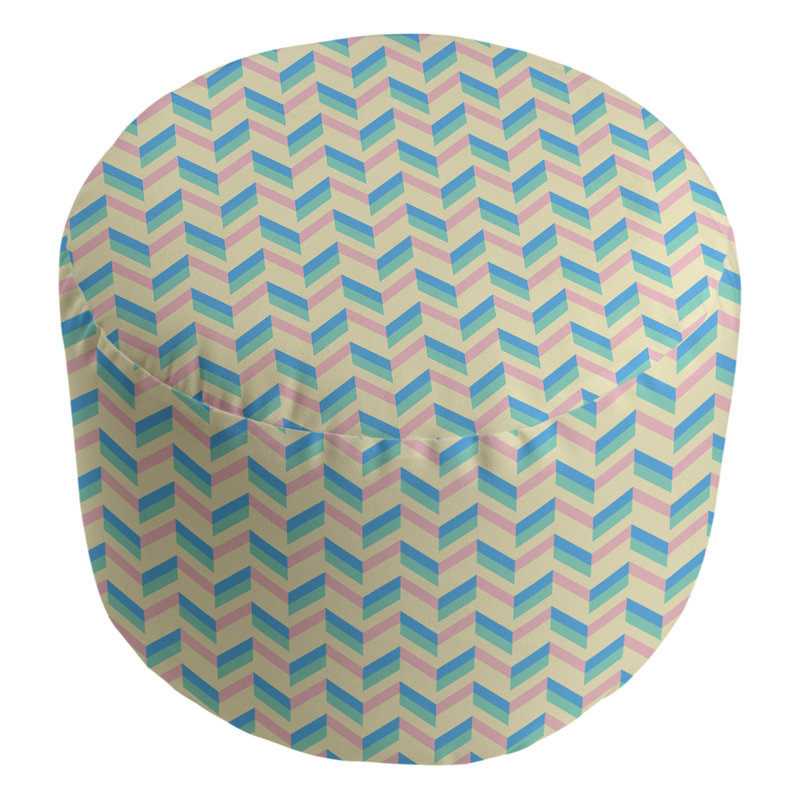 repose-pieds à chevrons Leffel, Jaune/bleu/rose