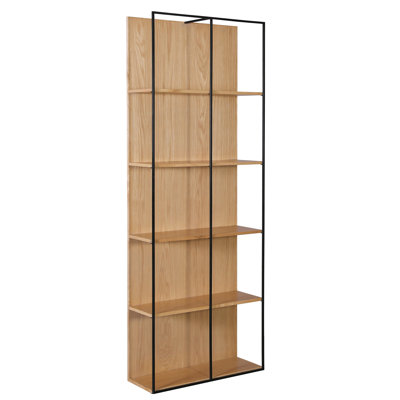 Gerald 87" Tall Oak Veneer Bookcase, Natural