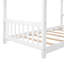 Lit plateforme simple avec tête de lit et pied de lit, conception de toit, blanc-129892464