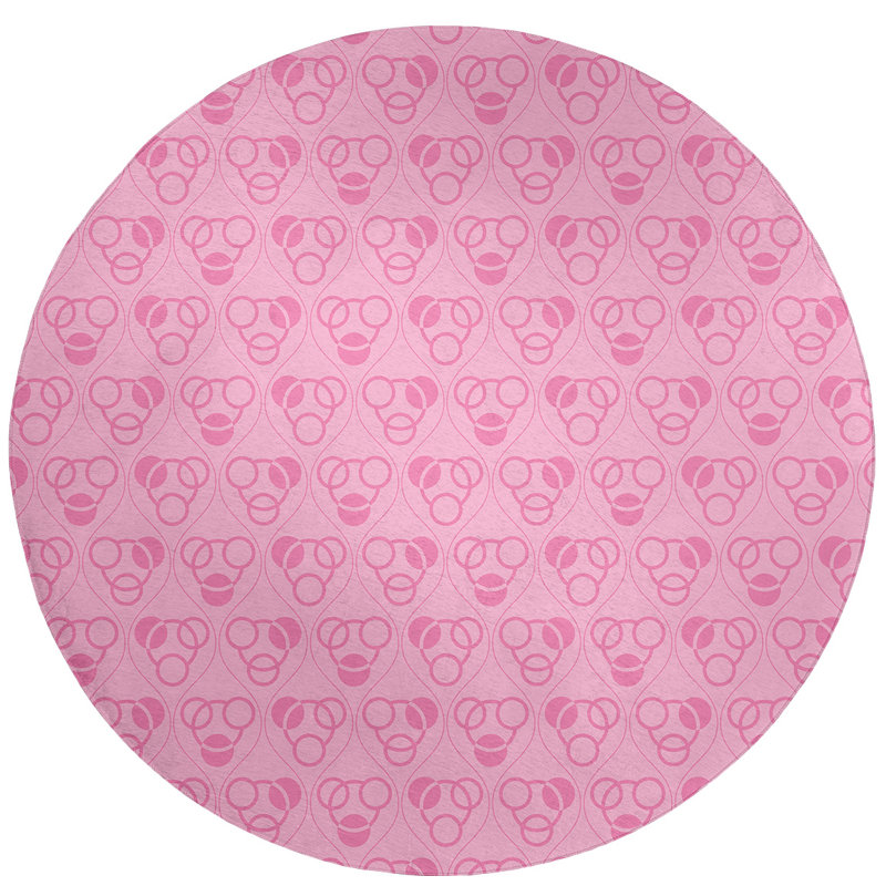 Tapis rose/rouge vagues cercles et vagues monochromes, Rond 5 pi