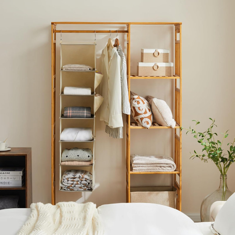 6-shelf Hanging Closet Organizer Beige 2-pack