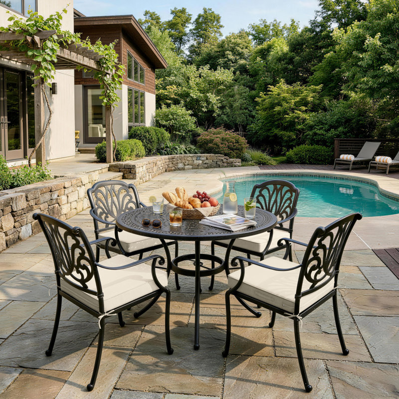Wynee Outdoor Cushions 24X24x5 Outdoor Chair Cushions And Seat Cushions, Cream, Set of 4