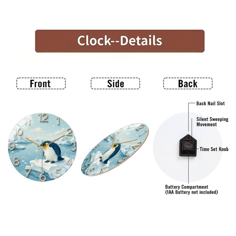Horloge murale mignonne pingouin