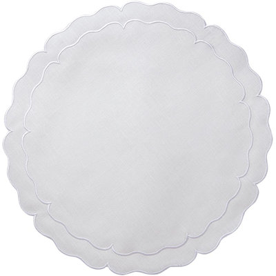 Linho Placemat: Scalloped Round Placemat - Charcoal