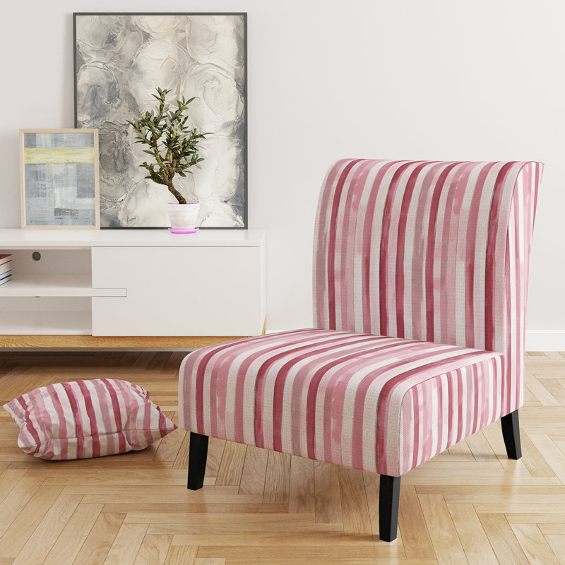 Fauteuil de chambre rayé - Fauteuil de chambre rouge à rayures à encre rose, Pantoufle sans accoudoirs