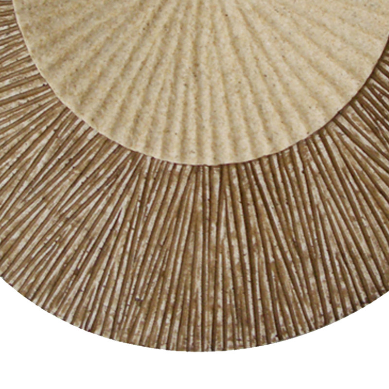 Round and Ribbed Double Layer Sandstone Wall Art, Large, Brown and Beige, 26" H x 26" W x 1" D, Brown