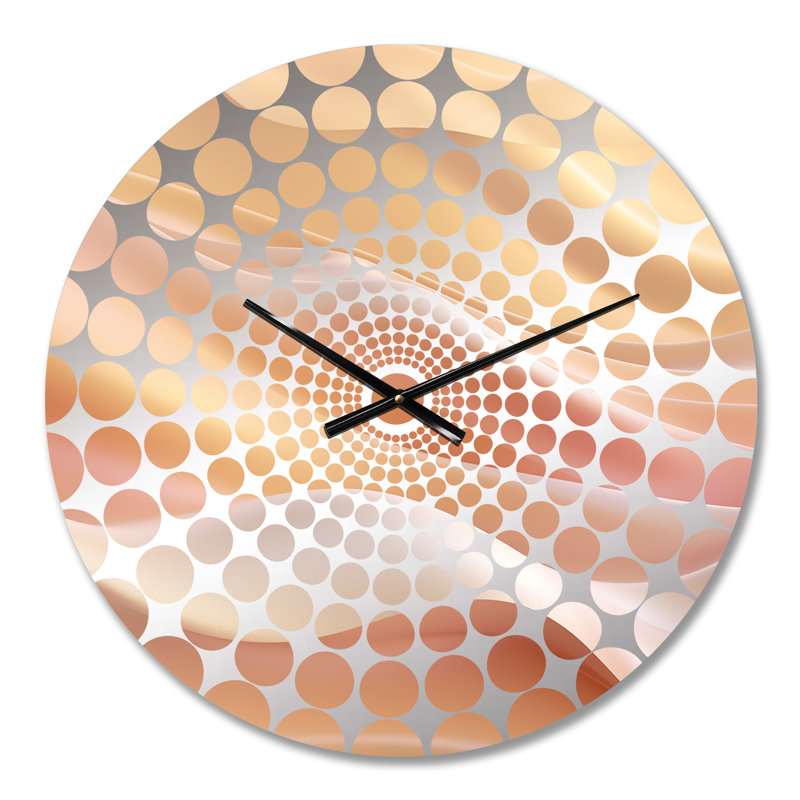 Gold And Pink Soft Wave Fusion - Abstract Shapes Wall Clock, Small