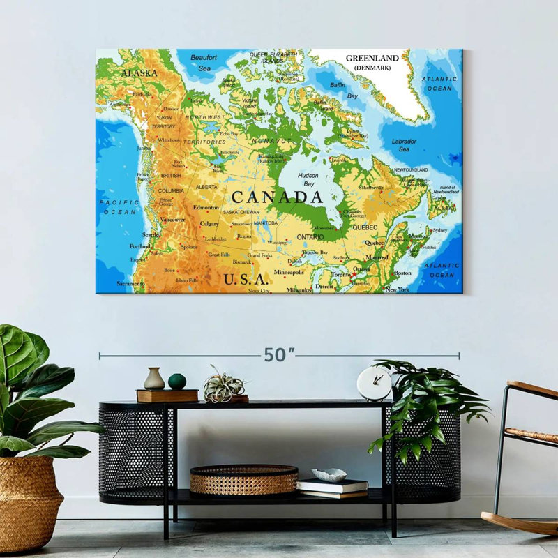 Carte du Canada Aliaz, H 34 po x l 51 po