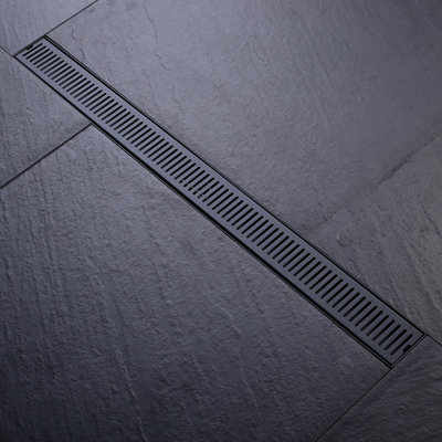 32 Inch Linear Shower Floor Drain, 304 Stainless Steel Bathroom Drains Kit, Rectangular Shower Trench Drain with Reversable Tile-in Pattern Drain Cover & Hair Catcher