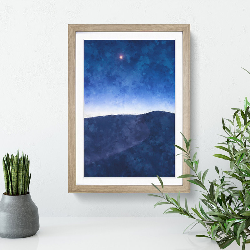 Sand Dunes at Night - Picture Frame Graphic Art, 48cm H x 36cm W x 2cm D, Oak Framed