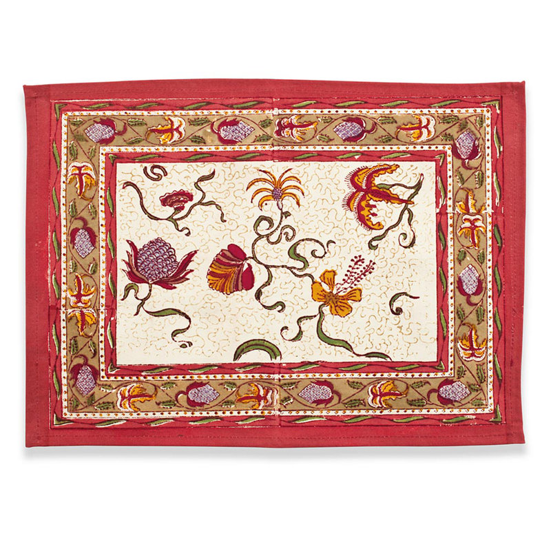 Set of 6 Fleurs des Indes Placemats, Red/White