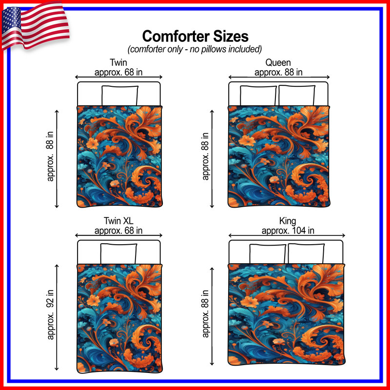 Ornate Floral Swirls Comforter, Simple extra long