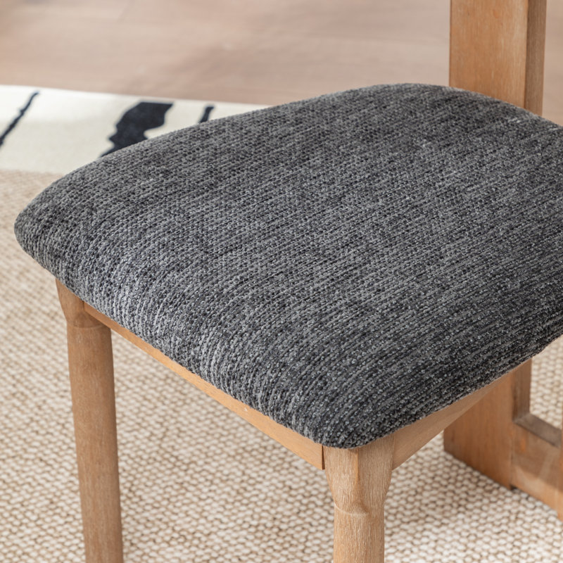 Chaise rembourrée en bois massif Morral, Gris foncé