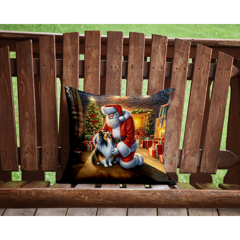 Coussin Sheltie and Santa Claus, H 14 po x l 14 po