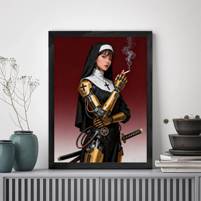 Reproduction d'art encadré noir rétro style gothique