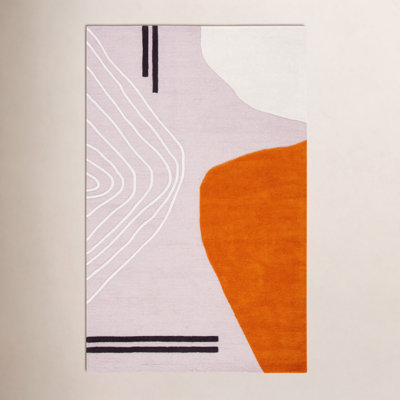 Felipe Ivory Light Pink Hand-Woven Abstract Rug