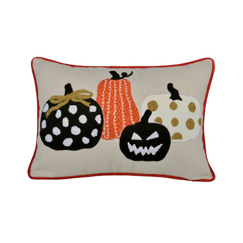 Coussin d'Halloween brodé citrouille d'Halloween