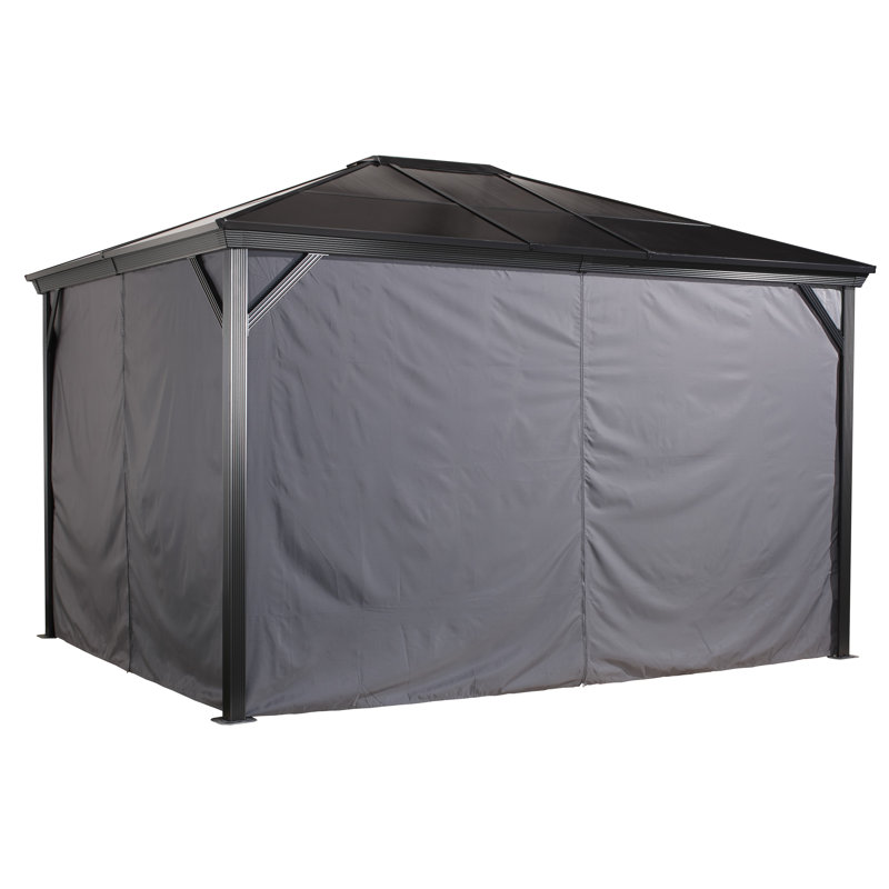 Gray Polyester Privacy Curtains for Gazebo, 10' x 14'