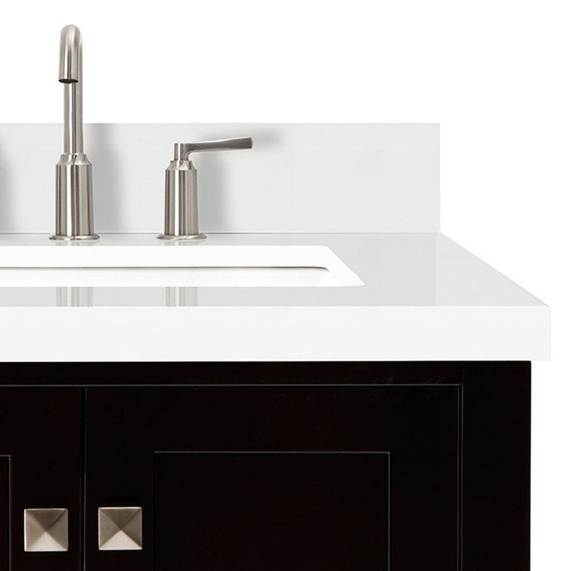Cambridge 37'' W Single Vanity, Espresso, Brushed Nickel, Pure White Quartz