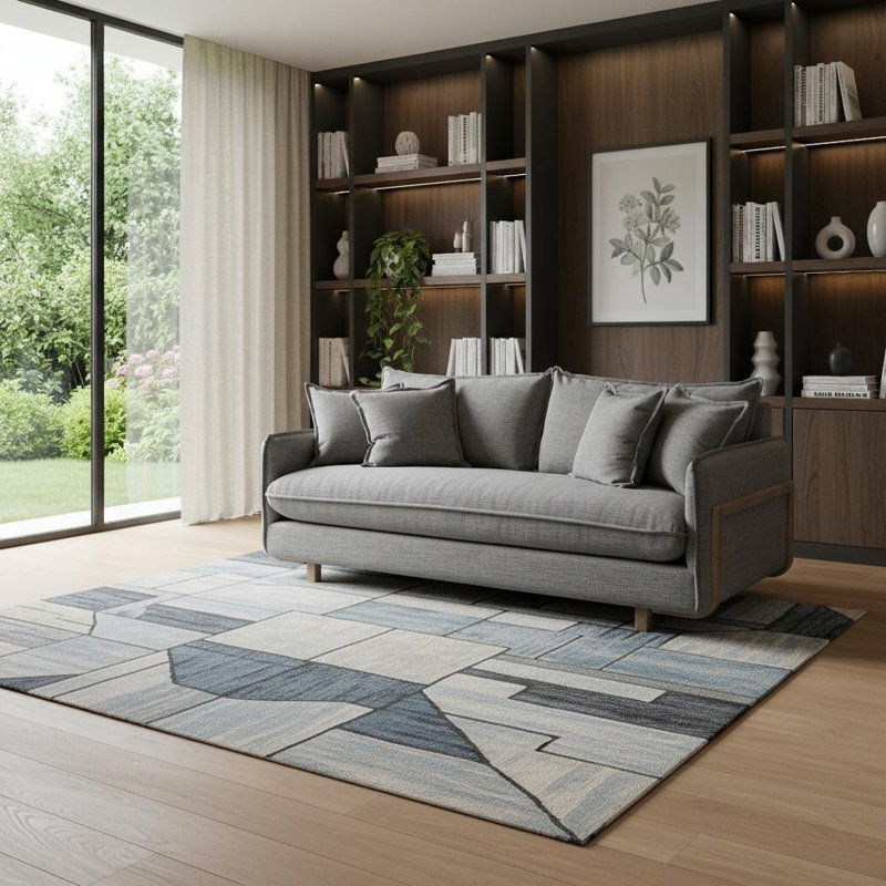 Canapé 84 po en tissu gris avec pieds bruns