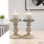 Ensemble de 2 porte-bougie Hosley en bois blanc antique style campagnard de 7 pouces de hauteur, idéal pour une fête de mariage ou comme porte-bougie
