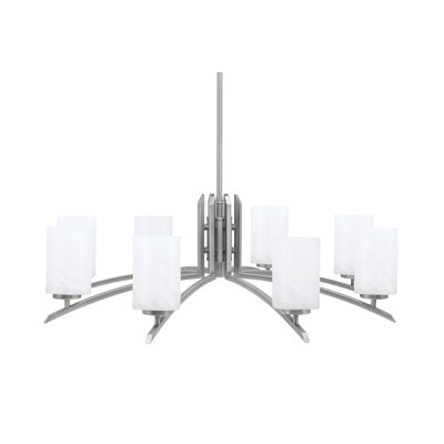 Kurve Light Chandelier With 4" White Marble Glass