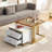 Gold And White Coffee Table Set Of 2, With Marble Pattern Coffee Table With Drawer Metal Frame Square End Table