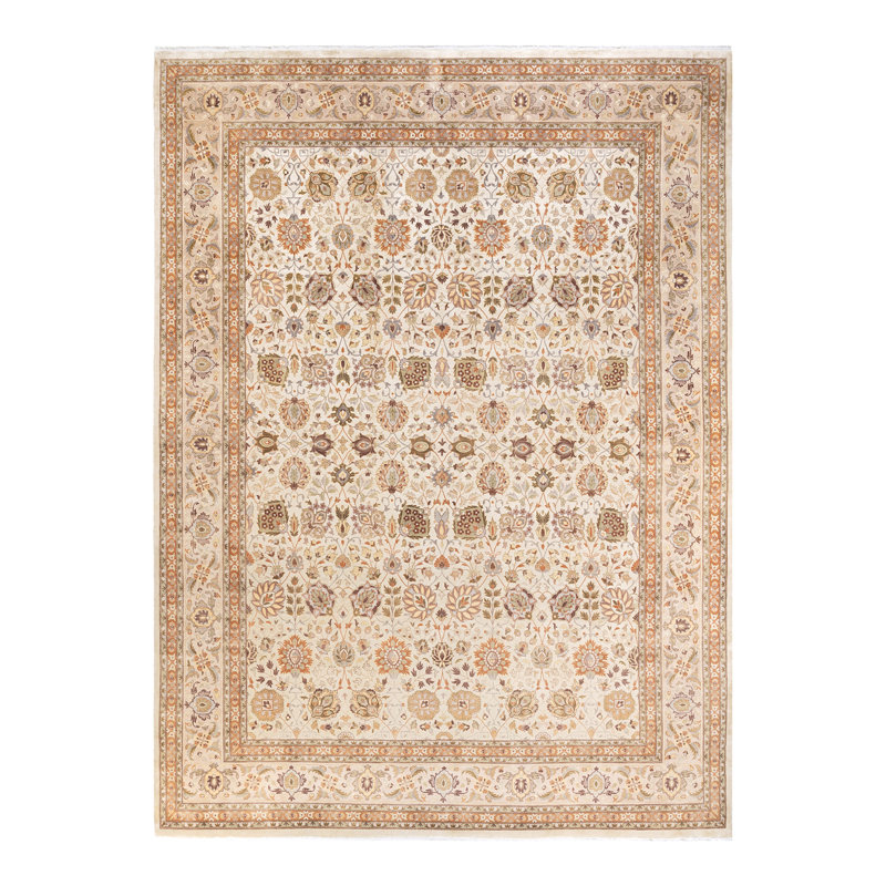 One-of-a-Kind Hayner Hand-Knotted 9' x 12'3" Area Rug in Ivory/Rust/Olive