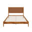 Lit plateforme de style moderne du milieu du siècle avec tête de lit en cuir végétalien tissé à la main et structure en bois d'acacia massif-1561176309
