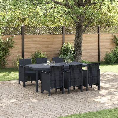 7 Piece Garden Dining Set Poly Rattan