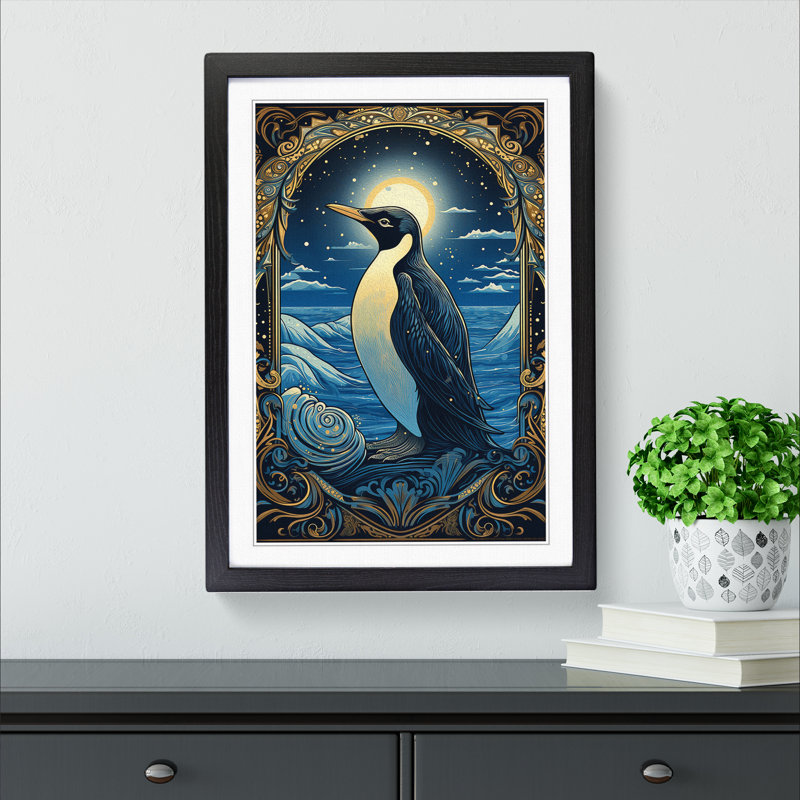Penguin Nouveau 1 Piece Single Picture Frame Wall Art, 64cm H x 46cm W x 2" D, Black Framed
