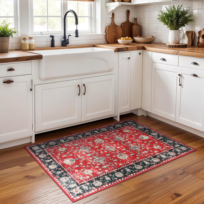 Fillender Washable Soft Vintage Rug Fashion Floral Rug For Living Room Dorm Decor, Rectangle 2' x 3'
