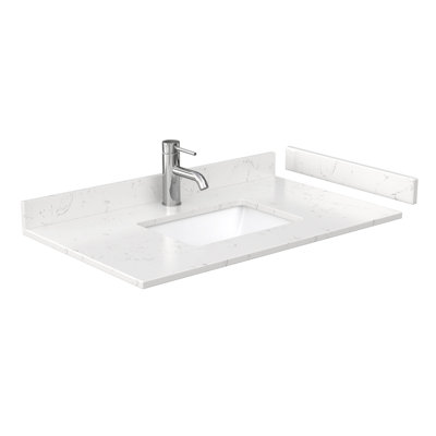 36" Single Cultured Marble Bathroom Vanity Top with Sink
