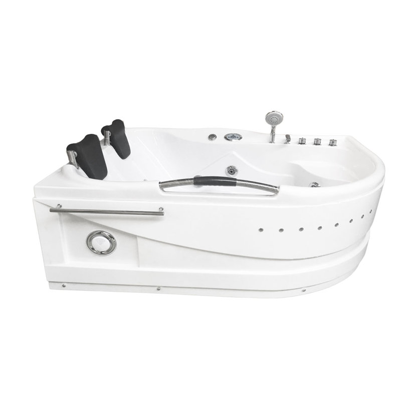 CAYMAN 67" x 47" 2-Person White Whirlpool Bathtub with Dual Pump